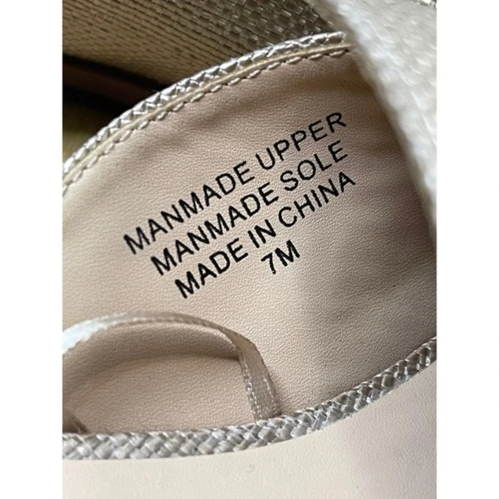 LOFT  Woven Chain Mule Slides‎ Womens 7 Tan Bronze Metallic Chain Detail